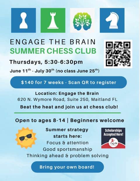 Summer Chess Club Flyer at Engage the Brain