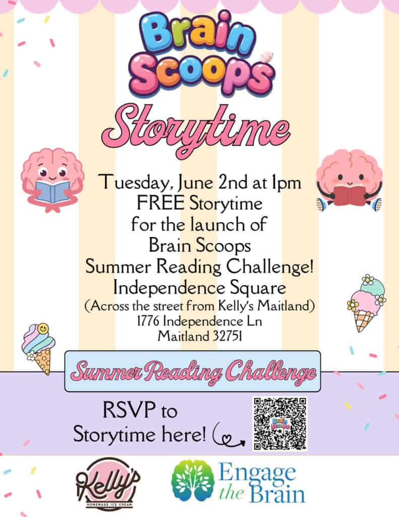 Brainscoops storytime event flyer